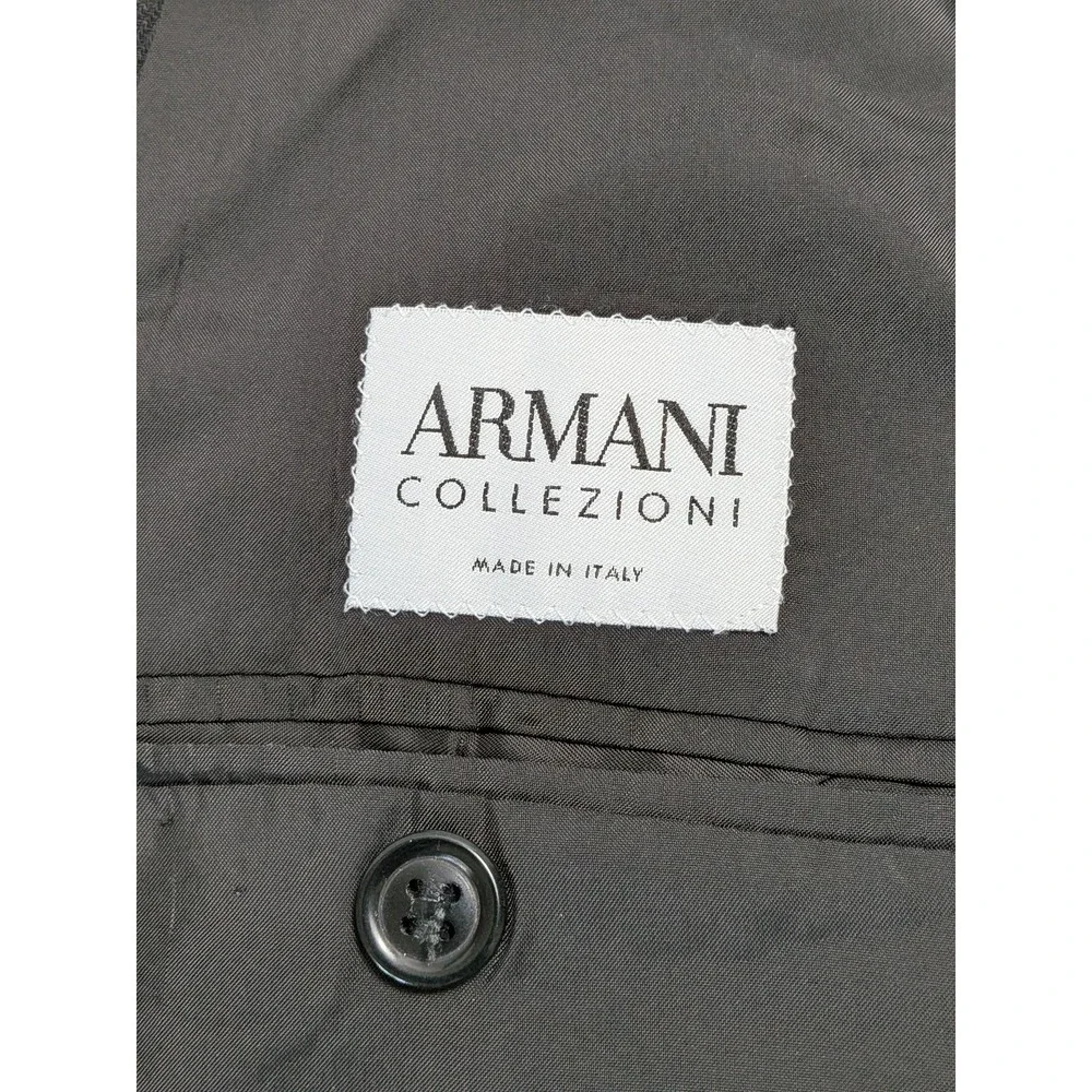 ARMANI COLLEZIONI Men's 48L Suit Jacket Black 100% Wool Notch Italian Prom